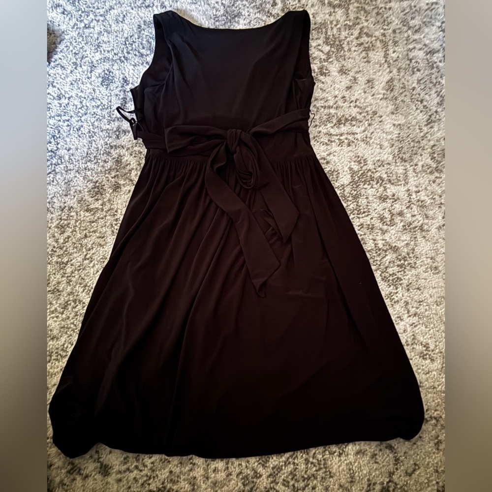 LOFT Sleeveless Faux Wrap Belted Dress Black Buisness Casual Size: 4 - Picture 2 of 3